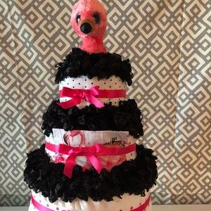 Flamingo Theme Diaper Cake